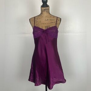 Morgan Taylor Intimates Satin Lace Nightgown Size M Color Purple